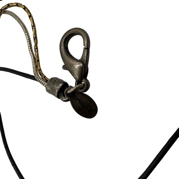 Chico's Necklace Jewlery Statement 20" Adjustable Silver Gold Tone Y Drop Cord - Picture 5 of 9